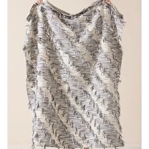 ANTHROPOLOGIE | Jorja Throw Blanket Black and White Cotton Fringe Blanket